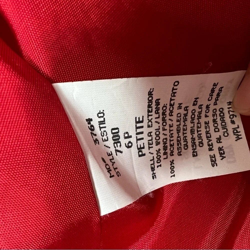 Sag Harbor Womens 100% Wool Blazer Red Petite Sz 6 One Button Business Casual